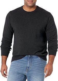 Suéter masculino de gola redonda de cor sólida