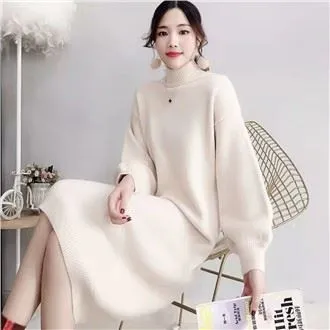 Vestido de suéter solto de inverno
