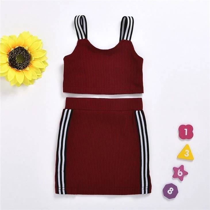 Summer Kids Clothes Baby Girls Knit 2 Piece Skirts Set