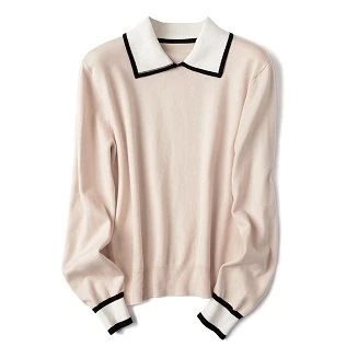 Women Sweater Lapel Knit Basic Polo Sweater